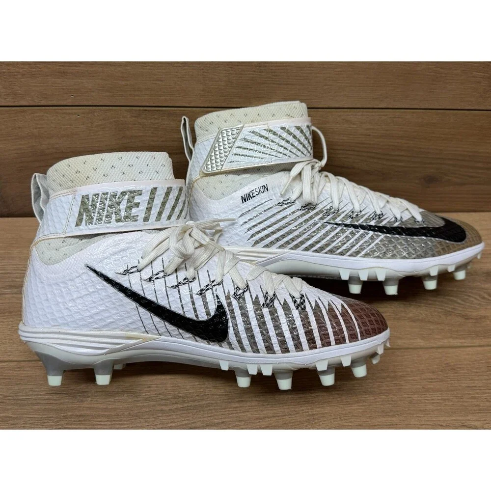 Nike Lunarbeast Elite TD Football Cleats Men's Size 9 White Silver 779422-100